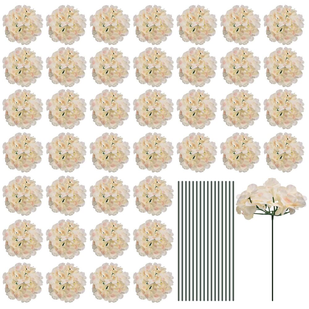 9677 Silk Artificial Hydrangea Flowers, Champagne Artificial Flowers Heads